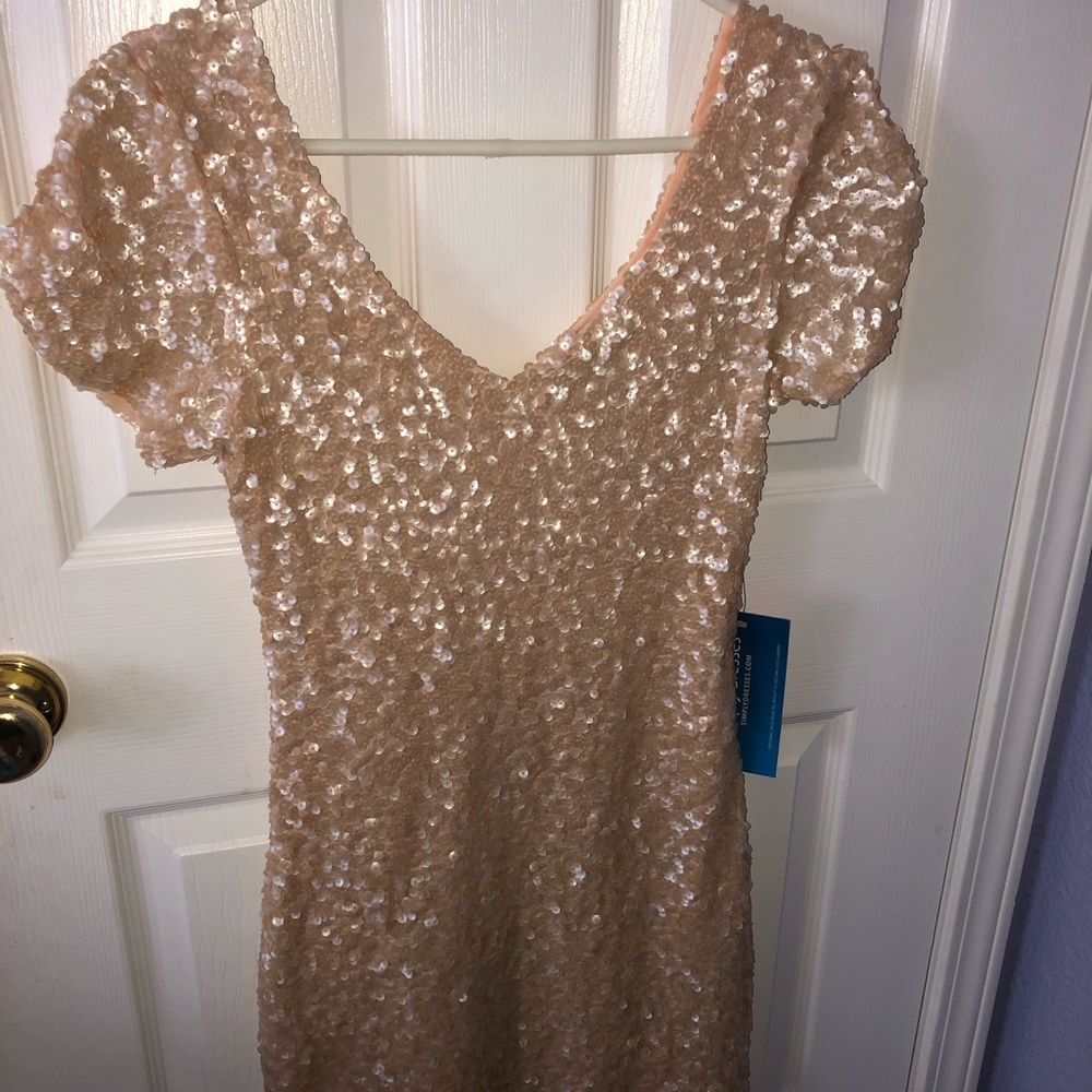 Cream sequined formal dress